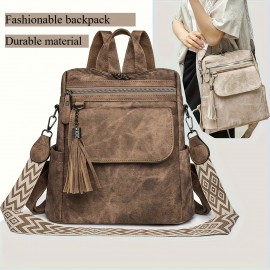 Women'S & Men'S Retro British Vintage Backpack - Large Capacity Multi-Pocket Travel Backpack with Detachable Strap, Golden-Tone Hardware & Zipper Closure, Durable Synthetic Material For Work, School, Travel - Unisex Fashion Backpack In, Brown