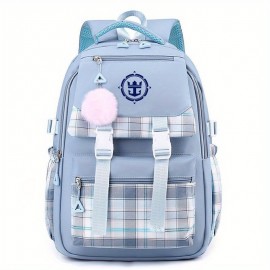 Royal Caribbean Cruise Backpack - Large Capacity Travel Backpack with Adjustable Padded Shoulder Straps, Pastel Pink/Plaid/Black, Cruise-Themed Anchor & Compass Design, Heavy-Duty Nylon School Backpack for Men, Women, Teens - Ideal for Travel, College, Work, Vacation - Compatible with Royal Caribbean Cruises