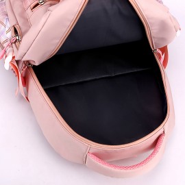 Royal Caribbean Cruise Backpack - Large Capacity Travel Backpack with Adjustable Padded Shoulder Straps, Pastel Pink/Plaid/Black, Cruise-Themed Anchor & Compass Design, Heavy-Duty Nylon School Backpack for Men, Women, Teens - Ideal for Travel, College, Work, Vacation - Compatible with Royal Caribbean Cruises