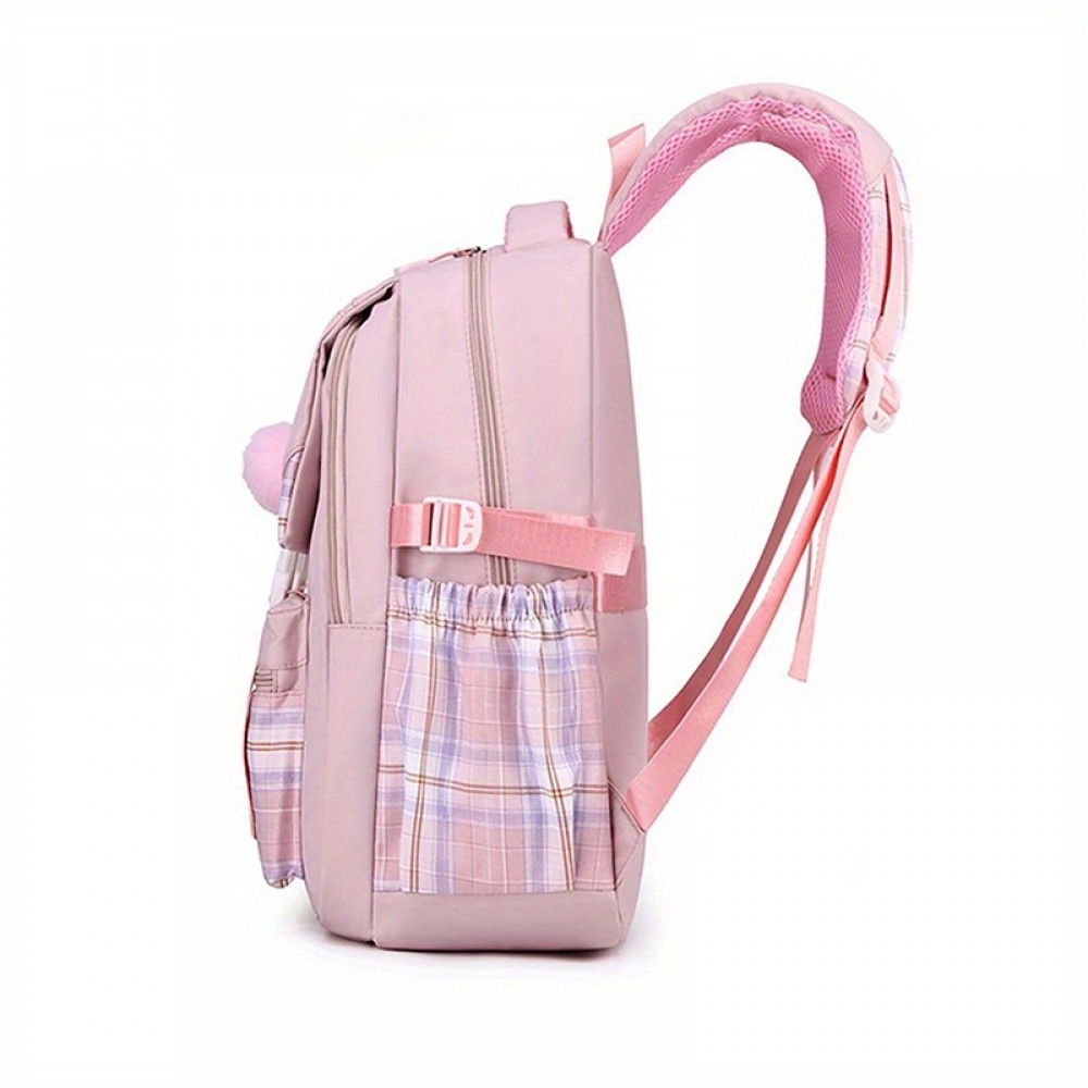 Royal Caribbean Cruise Backpack - Large Capacity Travel Backpack with Adjustable Padded Shoulder Straps, Pastel Pink/Plaid/Black, Cruise-Themed Anchor & Compass Design, Heavy-Duty Nylon School Backpack for Men, Women, Teens - Ideal for Travel, College, Work, Vacation - Compatible with Royal Caribbean Cruises