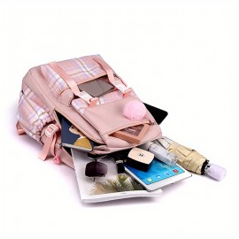 Royal Caribbean Cruise Backpack - Large Capacity Travel Backpack with Adjustable Padded Shoulder Straps, Pastel Pink/Plaid/Black, Cruise-Themed Anchor & Compass Design, Heavy-Duty Nylon School Backpack for Men, Women, Teens - Ideal for Travel, College, Work, Vacation - Compatible with Royal Caribbean Cruises