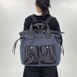 Women's Vintage Y2K Red/Blue Handbag with Adjustable Crossbody/Backpack Strap, Multi-Pocket Nylon Bag for Work, Commute & Parties - Casual Zipper Closure &, Stylish Streetwear Purse