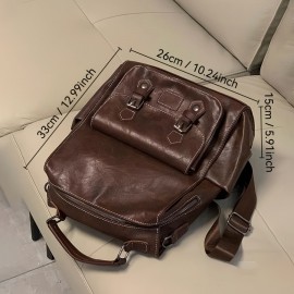 Large Capacity Vintage Brown Backpack - Versatile Shoulder & Handbag, Zipper Closure, Polyester Lining, Ideal for Travel & Daily Use, Travel Backpack | Retro Style Bag | Durable Straps