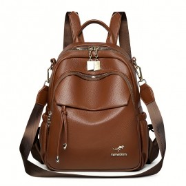 Women'S Stylish Brown Backpack - Lightweight, Large Capacity Travel Bag with Adjustable Straps, Multiple Compartments, and Zipper Closure, Casual Daypack | Sleek Backpack | Durable Zipper Closure