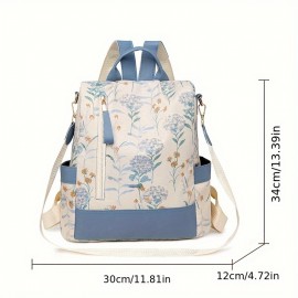 Women'S Floral Backpack | Casual Style | Anti-Theft Design | Large Capacity | Multi-Function with Adjustable Straps | Lightweight Synthetic | Zip Closure | Ideal for Work, & Travel, Backpack for