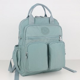 BO Women's Lightweight Nylon Backpack - Multi-Pocket School & Travel Backpack with /Korean Style, Adjustable Straps & Golden-Tone Hardware, Mustard-Yellow//Dark Grey, Durable Zipper Closure, Partition Storage for College,