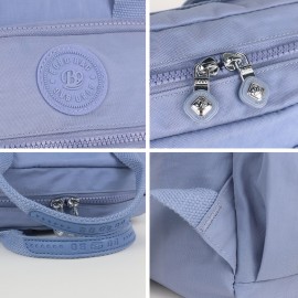 BO Women's Lightweight Nylon Backpack - Multi-Pocket School & Travel Backpack with /Korean Style, Adjustable Straps & Golden-Tone Hardware, Mustard-Yellow//Dark Grey, Durable Zipper Closure, Partition Storage for College,