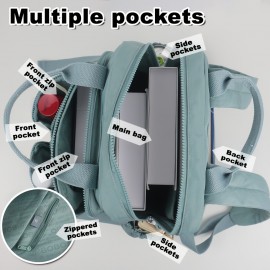 BO Women's Lightweight Nylon Backpack - Multi-Pocket School & Travel Backpack with /Korean Style, Adjustable Straps & Golden-Tone Hardware, Mustard-Yellow//Dark Grey, Durable Zipper Closure, Partition Storage for College,