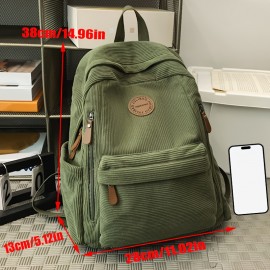 Perfect Lily Women's Large Capacity Backpack - Elegant Olive Green/Black/Tan/Gray/Beige/White, 15+ Laptop Compartment, Multiple Zippered Pockets, Adjustable Padded Shoulder Straps, Durable Corduroy Backpack for Work, School, Travel, Everyday Use - Stylish & Functional Gift for Women, Purse Backpack for Women, Backpack for High School, Quilted Backpack, Backpack for Women Laptop, Backpack for s