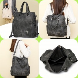 Women'S Retro Backpack - Vintage Crossbody with Detachable Strap, Golden-Tone Hardware & Zipper Closure, Multi-Color Options (/Red/)