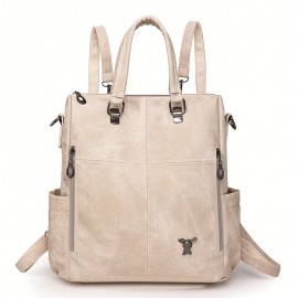 Women'S Retro Backpack - Vintage Crossbody with Detachable Strap, Golden-Tone Hardware & Zipper Closure, Multi-Color Options (/Red/)