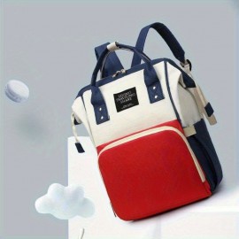 2pcs/1pc Stylish Color Block Backpack, Large Capacity Multifunctional Travel Shoulder Bag with Zipper and Multiple Compartments, Suitable for Daily Use, Travel, Commuting, Personalized Name Embroidery Available