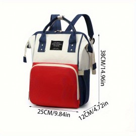 2pcs/1pc Stylish Color Block Backpack, Large Capacity Multifunctional Travel Shoulder Bag with Zipper and Multiple Compartments, Suitable for Daily Use, Travel, Commuting, Personalized Name Embroidery Available