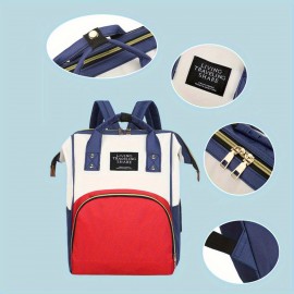 2pcs/1pc Stylish Color Block Backpack, Large Capacity Multifunctional Travel Shoulder Bag with Zipper and Multiple Compartments, Suitable for Daily Use, Travel, Commuting, Personalized Name Embroidery Available