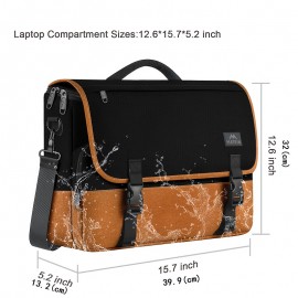 TSA-Approved Laptop Briefcase - Quilted Black & Golden Messenger Bag with Adjustable Shoulder Strap, Multiple Compartments & Secure Zippers, Durable Polyester for Business, Office,  Travel, Professional Carryall | Goldtone Hardware