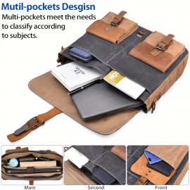 NEWHEY Men'S 15.6-Inch Laptop Crossbody Bag - Lightweight Canvas Shoulder Bag with Detachable Strap, Zipper Closure & Polyester Lining for Office, Commuting, Travel - Grey, Laptop Bag, Commuting Accessory, Minimalist Design, Zipper Closure Bag