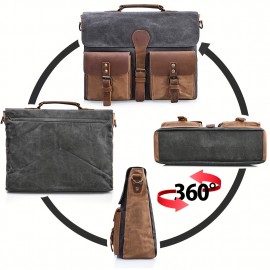 NEWHEY Men'S 15.6-Inch Laptop Crossbody Bag - Lightweight Canvas Shoulder Bag with Detachable Strap, Zipper Closure & Polyester Lining for Office, Commuting, Travel - Grey, Laptop Bag, Commuting Accessory, Minimalist Design, Zipper Closure Bag