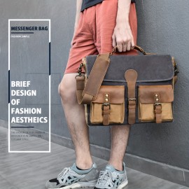 NEWHEY Men'S 15.6-Inch Laptop Crossbody Bag - Lightweight Canvas Shoulder Bag with Detachable Strap, Zipper Closure & Polyester Lining for Office, Commuting, Travel - Grey, Laptop Bag, Commuting Accessory, Minimalist Design, Zipper Closure Bag