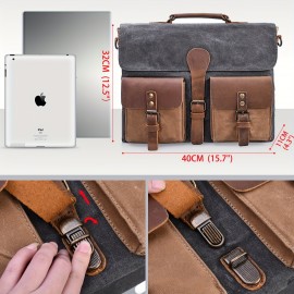 NEWHEY Men'S 15.6-Inch Laptop Crossbody Bag - Lightweight Canvas Shoulder Bag with Detachable Strap, Zipper Closure & Polyester Lining for Office, Commuting, Travel - Grey, Laptop Bag, Commuting Accessory, Minimalist Design, Zipper Closure Bag