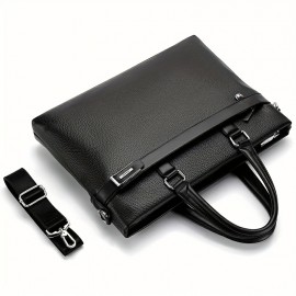 [Luxury Briefcase] Luxury Men's Briefcase | Sleek Black Office and Travel Bag with Laptop Compartment, Adjustable Shoulder Strap, and Secure Zip Closure for Daily Commute, Business, or Casual Outings