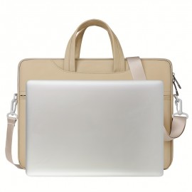 Laptop Briefcase with a Minimalist And Practical Design, Featuring Multiple Layers to Accommodate a Computer And Accessories, Lightweight And Casual, It Includes a Shock-Absorbing Compartment for The Laptop, And Can Be Carried As a Shoulder Bag, Handheld, Or Crossbody, And Fits Over a Suitcase Handle