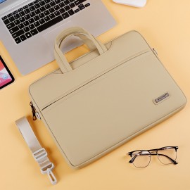 Laptop Briefcase with a Minimalist And Practical Design, Featuring Multiple Layers to Accommodate a Computer And Accessories, Lightweight And Casual, It Includes a Shock-Absorbing Compartment for The Laptop, And Can Be Carried As a Shoulder Bag, Handheld, Or Crossbody, And Fits Over a Suitcase Handle