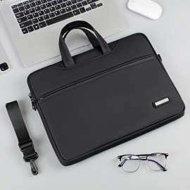 Laptop Briefcase with a Minimalist And Practical Design, Featuring Multiple Layers to Accommodate a Computer And Accessories, Lightweight And Casual, It Includes a Shock-Absorbing Compartment for The Laptop, And Can Be Carried As a Shoulder Bag, Handheld, Or Crossbody, And Fits Over a Suitcase Handle