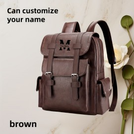 Customizable Men's Business Backpack - Large Capacity Laptop Bag with Adjustable Straps, Tablet Compartment & Synthetic Leather Lining, Black, Brown, or Tan, Perfect for Daily Commute & Travel, Travel Backpack