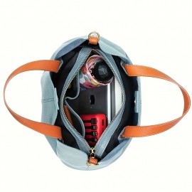 Genuine Leather Tote Bag - Versatile Shoulder & Crossbody Handbag with Adjustable Strap, Light Blue, Perfect for Daily Commute & Work, Ideal Gift for Men & Women, Versatile Carryall | Casual Style Bag | Durable Leather, Large Tote Bag