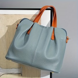 Genuine Leather Tote Bag - Versatile Shoulder & Crossbody Handbag with Adjustable Strap, Light Blue, Perfect for Daily Commute & Work, Ideal Gift for Men & Women, Versatile Carryall | Casual Style Bag | Durable Leather, Large Tote Bag