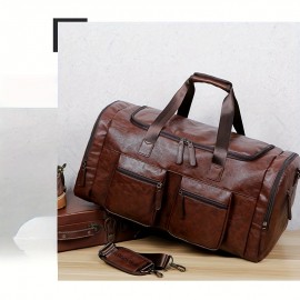 Customizable Men's Tote Bag for Travel, Large Capacity with Adjustable Shoulder Strap and Multiple Storage Compartments, Perfect for Weekend Trips and Outdoor Activities