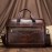 Vintage Brown Leather Men's Business Shoulder Bag - Genuine Leather Messenger Handbag with Adjustable Strap, Multiple Compartments & Zippers for Office Use, Professional Attache Case | Stylish Zipper Bag | Leather Briefcase