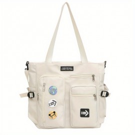 1pc Oxford Material Men'S Casual Shoulder Bag, Large Tote with Multiple Pockets, Street Style Crossbody Satchel for Students