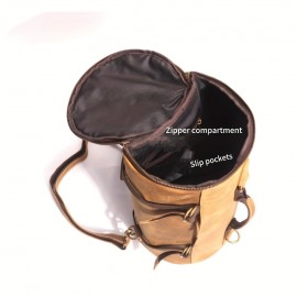A Crazy Horse Leather Long Bucket Bag With A Capacity Of 20L Is Suitable For Men'S Travel And Commuting, And It Is A First Layer Of Cowhide For Birthday Gifts