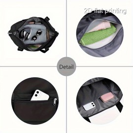 1pc Poodle Print Men'S Trendy Large Tote Bag - Durable Black Gym & Yoga Maternity Bag with Wet/Dry Separation, Spacious Interior for Sports, Workout Essentials, or Pet Supplies