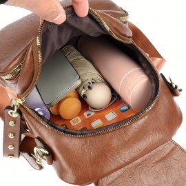 [Unisex Large Tote Bag] Retro Soft Synthetic Unisex Large Tote Bag - Lightweight & Spacious for Travel, Commuting, Gym, Shopping with Adjustable Strap and Zipper Closure