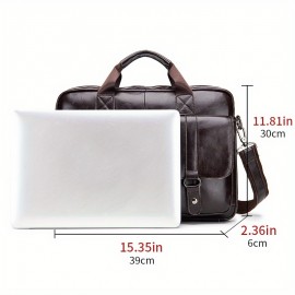 Men's Genuine Leather Business Briefcase - 15