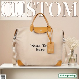 Customizable Chalk-Style Text Beige Tote Bag - Detachable Shoulder Strap, Spacious Travel & Vacation Handbag, Hand Washable Durable Design for Casual Outings