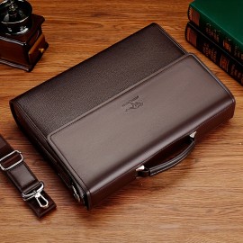 Men'S Large Capacity Business Briefcase - Versatile Shoulder & Crossbody Bag with Adjustable Strap, Ideal for Daily Commute and Travel, Black, Briefcase