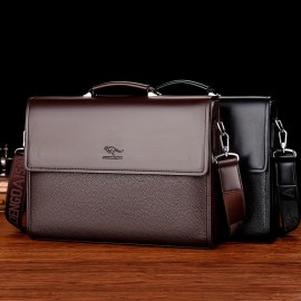 Men'S Large Capacity Business Briefcase - Versatile Shoulder & Crossbody Bag with Adjustable Strap, Ideal for Daily Commute and Travel, Black, Briefcase