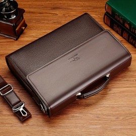 Men'S Large Capacity Business Briefcase - Versatile Shoulder & Crossbody Bag with Adjustable Strap, Ideal for Daily Commute and Travel, Black, Briefcase