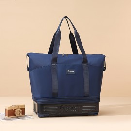 A Tote Bag with Wheels And a Handle, Suitable for Daily Outings, Short And Long Trips, Moving, And School, The Bottom of The Travel Bag Features Detachable Swivel Wheels, a Removable Handle, And Includes Dry And Wet Separation Bags, The Bottom Can Be Opened to Expand Two Layers, The Fabric Is And Scratch-Resistant, After Removing The Handle, It Can Be Used As a Suitcase, Available in Six Colors