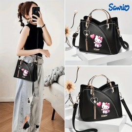 [Sanrio | Hello Kitty] Sanrio Hello Kitty 1pc Heart-Shaped Balloon Handbag | Large Capacity Zipper Closure Tote Bag for Casual & Formal | Crossbody Purse, Goldtone Hardware, Durable Material