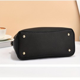 1pc & Piglet Wo 's handbag - Detachable Strap, Golden-Tone Hardware & Leaf Charm, Purse with Zipper Closure, White/Black Animal Print for Casual & Formal Outfits, Versatile Travel Purse, Durable Handbag