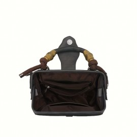 Women'S Vintage Floral-engraved Synthetic Handbag - Elegant Crossbody/Shoulder Bag with Detachable Strap, Magnetic Closure & Golden-Tone Hardware, /Grey/Green/, Polyester - Versatile Everyday & Special Occasion Purse