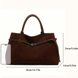 [Vintage Minimalist Handbag] Perfect Lily Women's Vintage Minimalist Handbag - Soft Tote with Metal Clasp Closure, Two Sturdy Handles & Magnetic Snap Closure, Coffee/Dark Brown/Red/Black for Work & Daily Use, Cute Purse