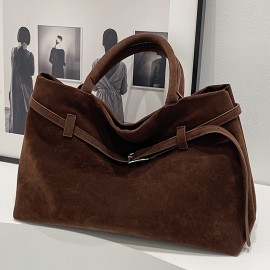 [Vintage Minimalist Handbag] Perfect Lily Women's Vintage Minimalist Handbag - Soft Tote with Metal Clasp Closure, Two Sturdy Handles & Magnetic Snap Closure, Coffee/Dark Brown/Red/Black for Work & Daily Use, Cute Purse