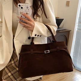 [Vintage Minimalist Handbag] Perfect Lily Women's Vintage Minimalist Handbag - Soft Tote with Metal Clasp Closure, Two Sturdy Handles & Magnetic Snap Closure, Coffee/Dark Brown/Red/Black for Work & Daily Use, Cute Purse