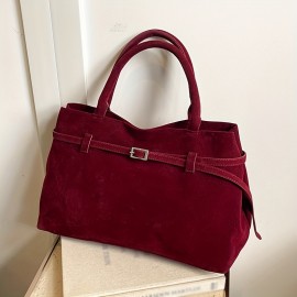 [Vintage Minimalist Handbag] Perfect Lily Women's Vintage Minimalist Handbag - Soft Tote with Metal Clasp Closure, Two Sturdy Handles & Magnetic Snap Closure, Coffee/Dark Brown/Red/Black for Work & Daily Use, Cute Purse