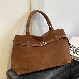 [Vintage Minimalist Handbag] Perfect Lily Women's Vintage Minimalist Handbag - Soft Tote with Metal Clasp Closure, Two Sturdy Handles & Magnetic Snap Closure, Coffee/Dark Brown/Red/Black for Work & Daily Use, Cute Purse